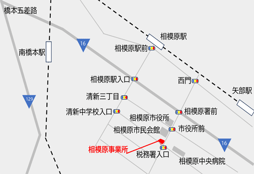 地図：相模原事業所の地図